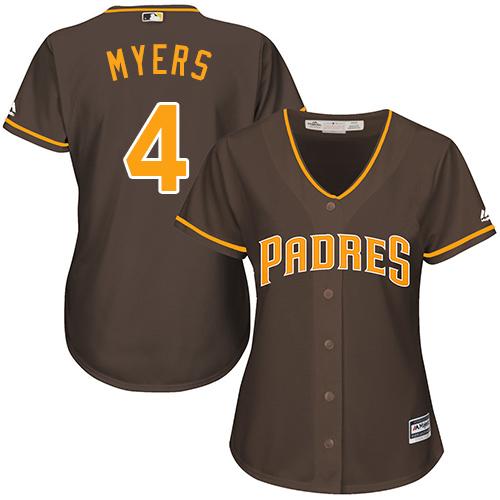 Padres #4 Wil Myers Brown Alternate Women's Stitched MLB Jersey
